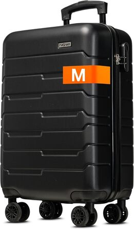 Чемодан NOWI Bergamo: водостійкий, 8 коліс, 360°, телескопічна ручка, повне внутрішнє оздоблення (M, Чорний полунічний)