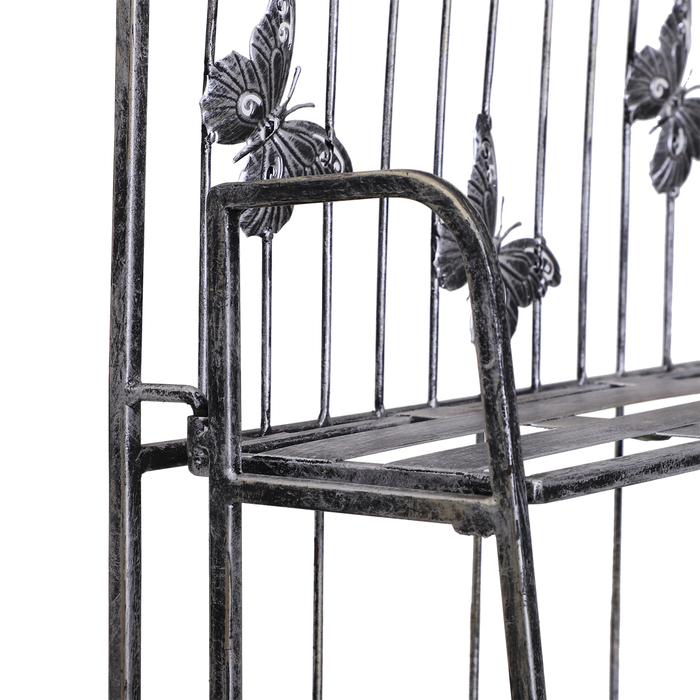 Outsunny Plant Shelf, Plant Stand, Flower Shelf, Flower Stand, Flower Ladder, Garden Shelf, 3 Tiers, Metal, Silver Gray, 44 x 25 x 96 cm
