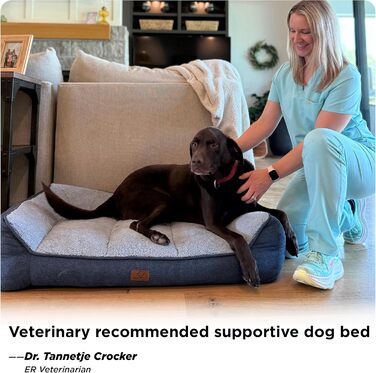 BEDSURE Лежанка для собак великих порід - 106x76 см, товста, з водонепроникною наволочкою, антиковзаюча, з м'якого плюшу Sherpa, темно-сіра