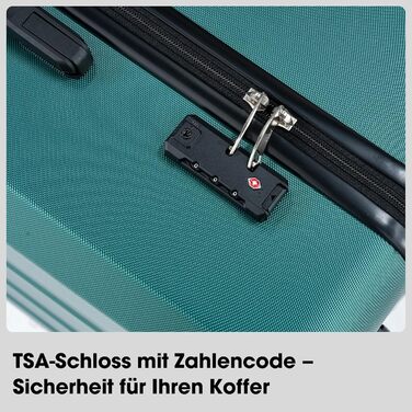 Набір валіз, багажний набір, ролер, валіза на колесах 5шт, ABS пластик, TSA замок, містить 1 сумочку та 1 косметичку, 4 колеса, телескопічна ручка з алюмінію (рожеве золото) (темно-зелений)