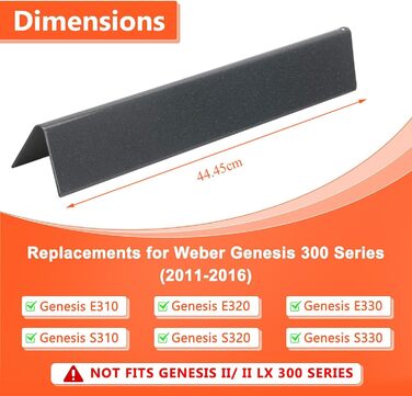 Решітка-гриль для Weber Genesis E-310/320/330, S-310/320/330 (2007-2016) GFTIME (2 шт.) з емальованої сталі