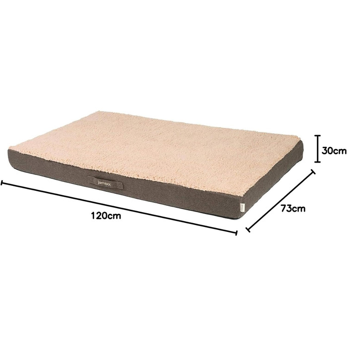 JAMAXX Orthopedic Dog Mattress - Joint-Friendly Memory Foam Visco - Washable - Removable Lambskin Cover / Water-Repellent Oxford Fabric - Robust and Cozy Dog Bed PDB1012, 90x65 (M), (L 120 x W 73 x H 30 cm, dark beige)