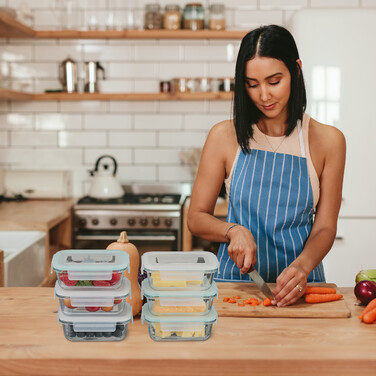 Relaxdays Glass Containers with Lids Set