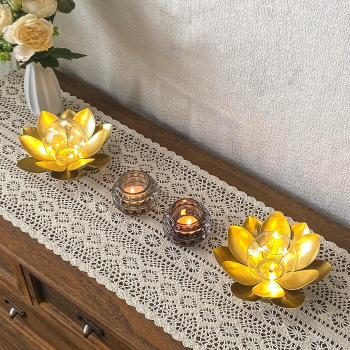 Настільна лампа JHY DESIGN 2 шт. на батарейках, золотий лотос, 20 см, для дому, вечірок, саду