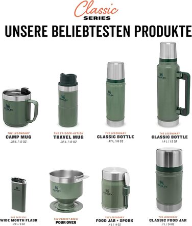 Stanley Classic Legendary Thermos - Keeps Drinks Hot or Cold for 24-32 Hours - Dishwasher Safe - Leakproof Lid Doubles as a Cup - BPA-Free Insulated Flask - Stainless Steel Thermos