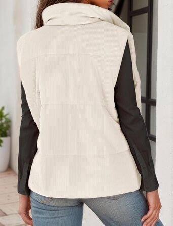 Жіноча тепла зимова жилетка FEOYA з коміром-стійкою, без рукавів, утеплена, біла (M)