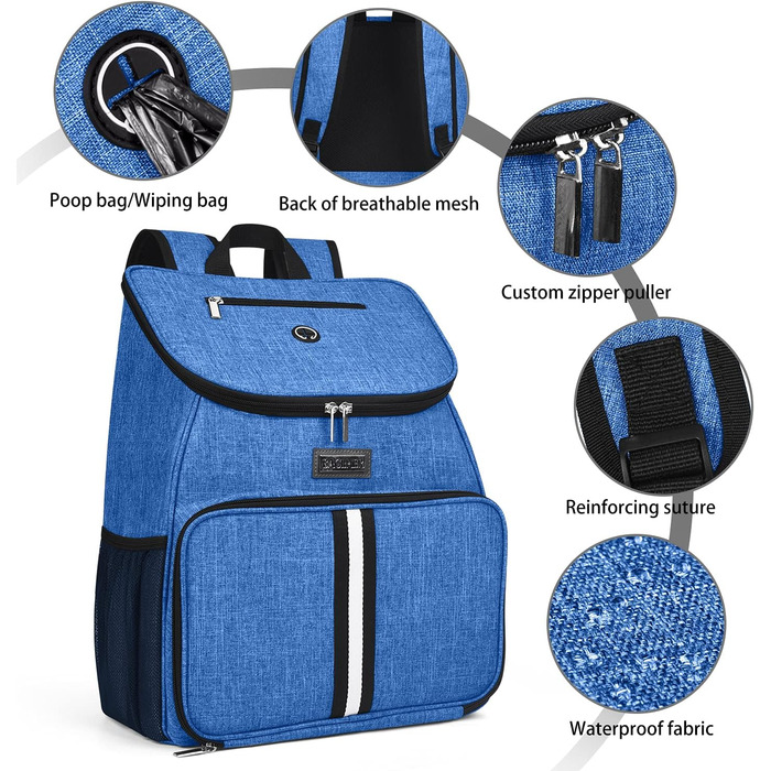 Сумка для собак Baglher: рюкзак для подорожей з мисками та контейнерами (Блакитний)