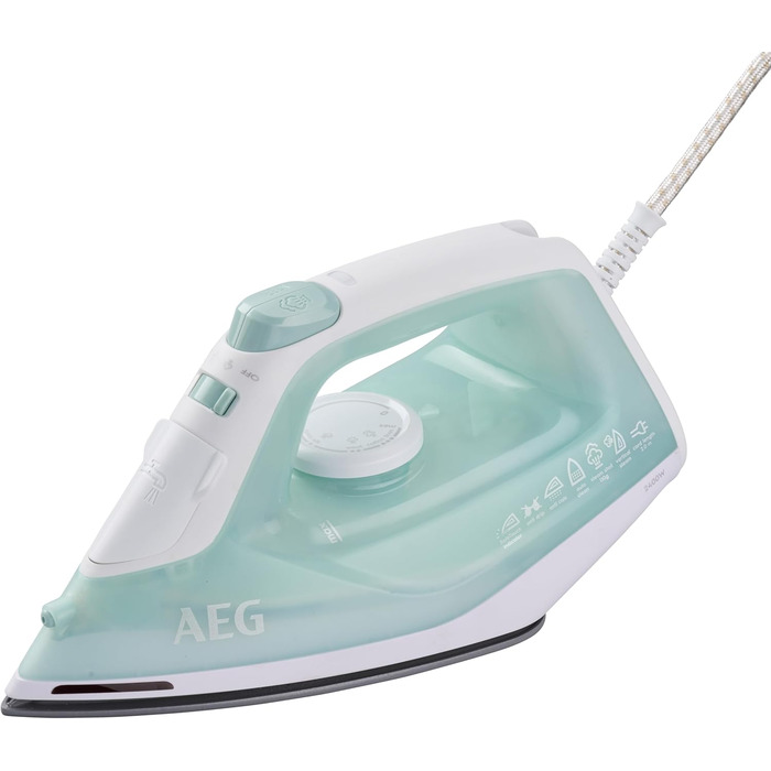 Праска AEG DB 1740LG 3000 серії: 2400 Вт, 110 г/хв, керамічна підошва, антинакип, 250 мл, 2 м, зелено-біла