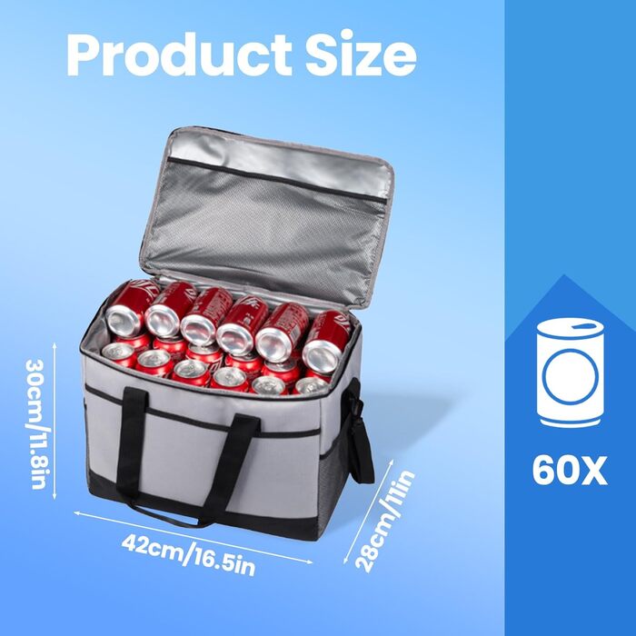 Термосумка для пікніків та відпочинку на природі 35L сірого кольору