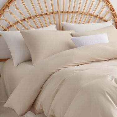Комплект постільної білизни Lanqinglv салатовий (доppelbett, бежевий), мікрофібра, дихаюча, 120 г, з блискавкою, 2 наволочки 50x75 см