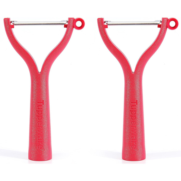 TUPPERWARE Universal Peeler (2) Red D119 Flat Grind Wavy Grind