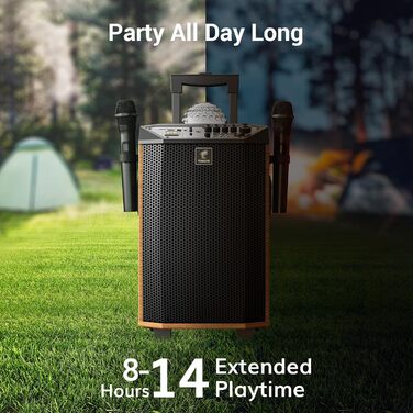 Караоке система TONOR K20 з 2 мікрофонами, Bluetooth, світлодіодна куля, для дому та вулиці