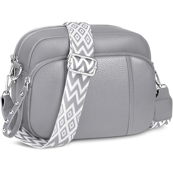 Сумка жіноча через плече кросбоді Wolkengrau зі шкіри, маленька, стильна, з широким ременем та кишенею для карт, знімний ремінець