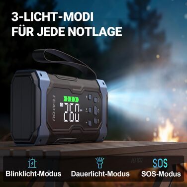 Powerbank для автомобіля Starthilfe 7000A з компресором 150PSI, 12V, до 10L дизеля, QC3.0, LCD, ліхтарик