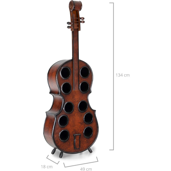 Stradivino Wine Rack for 10 Bottles - Wooden Wine Stand with Vintage Look - Handmade Cello Bottle Rack - Bottle Stand 135 cm High - Retro Wine Bottle Holder