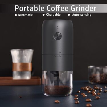 Portable Electric Coffee Grinder, Automatic Mini Coffee Grinder with Adjustable Coarseness, 1800 mAh, Rechargeable for Outdoor Camping Travel and Indoor Use