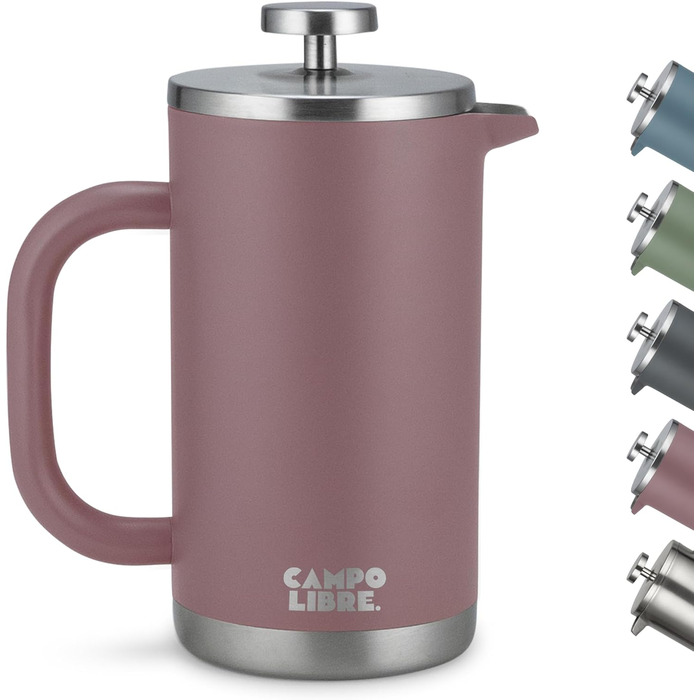 Giorgio. French Press Coffee Maker made of double-walled stainless steel, 0.6l | Plastic-free coffee press with thermal function incl. replacement filter | Coffee maker | 100% recycled stainless steel