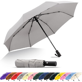 Дощовий парасолька SoulRain: вітростійка, компактна, для автомобіля, гольф, у подорожі (сірий)