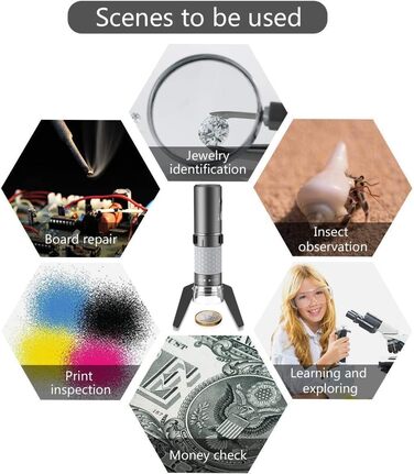 Цифровий мікроскоп Jiusion WiFi USB з підключенням до iPhone, iPad, Android, Mac, Windows, Linux, Chrome, 50-1000x збільшення, 4K камера, 8 LED, металевий штатив