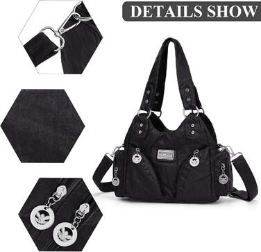 Сумка жіноча TIAASTAP Klein City Bag вінтаж чорна шкіряна через плече Hobo Bag з багатьма відділеннями