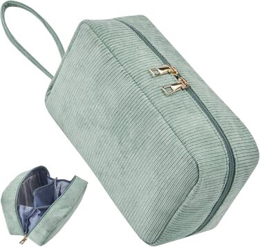 Жіноча косметичка-органайзер з корду, туристична, для подорожей, зелена