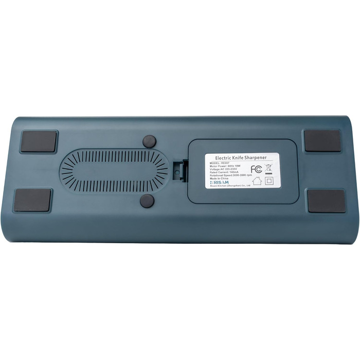 Електричний точило для ножів Messerschärfer – 2-ступенева система шліфування, для кухонних та керамічних ножів, з кутозапобіжником, професійний (Білий/Синій)