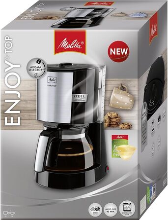 Кавоварка Melitta Enjoy Top з скляною колбою, функцією Stop-Drip, на 10 чашок, чорного кольору