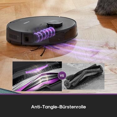 Робот-пилосос Eureka E20 Evo Plus з функцією миття та автопорожненням, 10000 Па, для твердих підлог та килимів, білий (чорний)