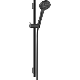 hansgrohe Vernis Blend Shower Set, water-saving showerhead with shower hose and shower rod 0.65m, hand shower with 2 spray patterns, Chrome (Matte Black)