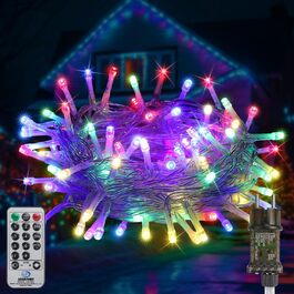 Гірлянда святкова LED 10 метрів, 100 світлодіодів, з пультом дистанційного керування, 8 режимів, вологостійка, для декору саду, вечірки, тераси, балкону (багатокольорова)