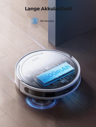 Робот-пилосос з функцією миття підлоги Vyzzle D10, LDS навігація, 5000Pa, керування через додаток/Alexa, для шерсті тварин, килимів, твердих підлог, білий