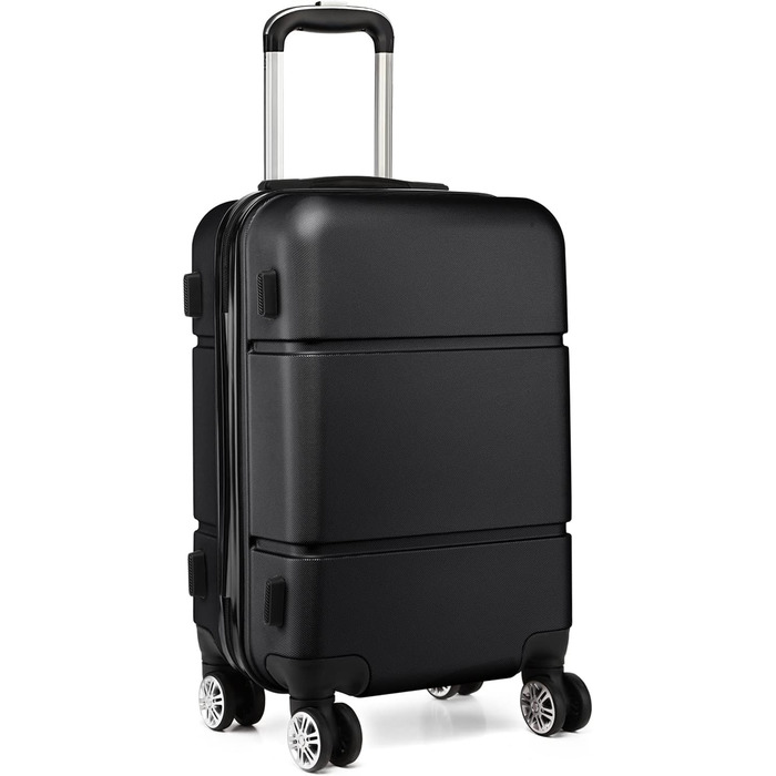 Чемодан ручної поклажі KONO з жорсткою оболонкою, на колесах, 55x38x22 см, 33 літри, ABS, чорний