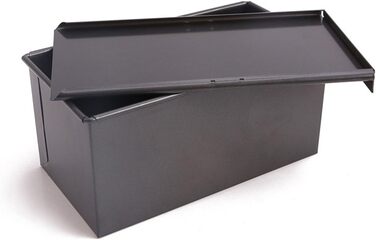 Форма для випікання хліба CANDeal 450г, з кришкою, прямокутна, чорна, гладка, для тостового хліба та кексу