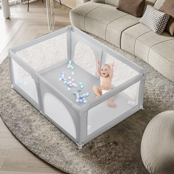 Лягувачка для цуценят з дверцятами, 180 x 120 x 66 см, сірий колір. Міцна, з нейлону, для собак та цуценят, легко миється.