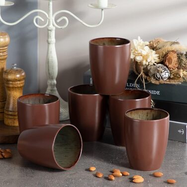 Handleless cups, vancasso BUBBLE 12-piece stoneware cup set, coffee cups 380ml