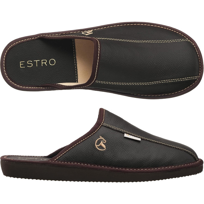 Чоловічі халапи Leder Estro - халапи для дому, чоловічі пантофі, сліпони, халапи Estro, 44 EU, Коричневий