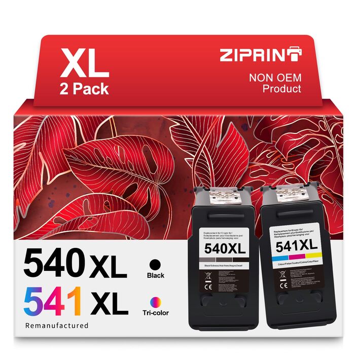 Комплект картриджів ZIPRINT 540 541 XL для принтерів Canon Pixma TS5150, MG3650, MG4250, MG3150, MG3250, MX475, TS5151 (чорний та кольоровий, 2 шт.)