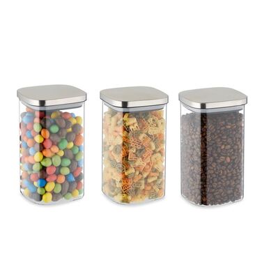 Relaxdays Set of 3 Storage Jars with Lid, 1200 ml