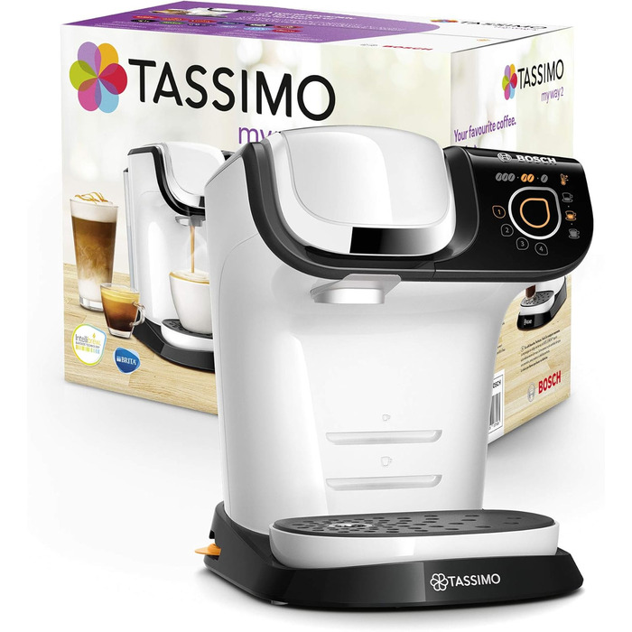 Кавомашина Tassimo My Way 2 TAS6502 з фільтром для води, 70+ напоїв, персоналізація, 1500 Вт (біла)