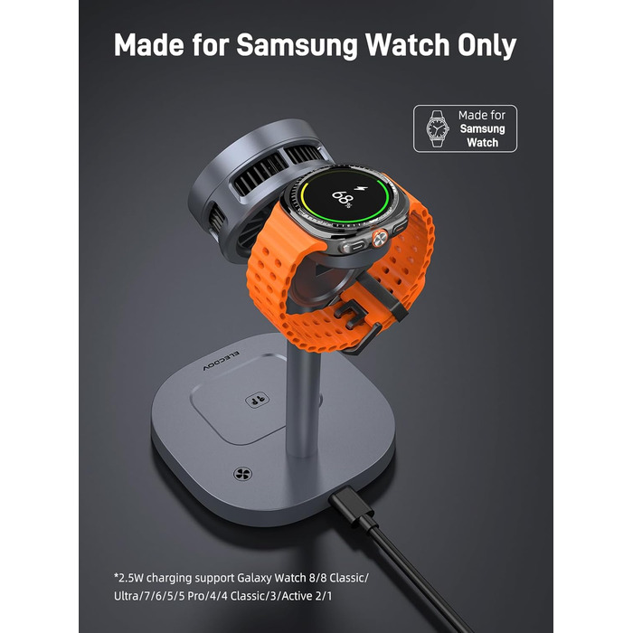 Qi2 MagSafe Зарядний пристрій 3-в-1 для Samsung Galaxy S26 Ultra/S25/Z Fold 7, Galaxy Watch 8/Ultra, Buds 4 Pro