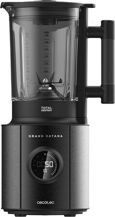 Cecotec Stand Mixer Grand Katana 2700MAX Total Destroy Screen B. Maximum Power 2700W, Digital Display, 8-Blade Knife with Black Titanium Coating, 1.8L Glass Jug Black / Display