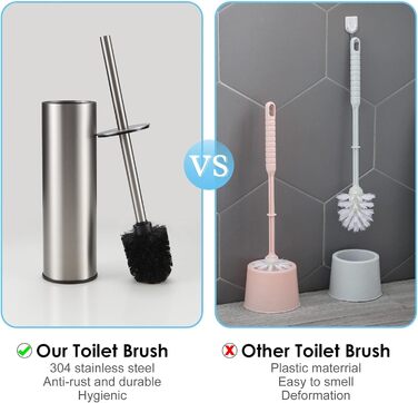 BGL 304 Stainless Steel Toilet Brush Holder - Long Design, Nickel Bristle Finish