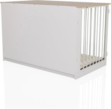 PAWHOME XL Клітка для собак, 102x60x66 см, білий/дуб, з мисками, до 30 кг