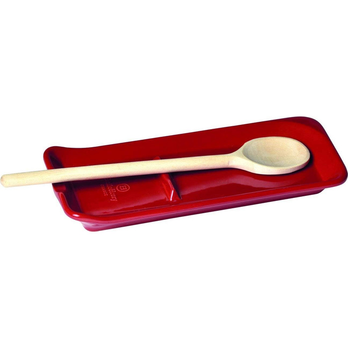 Interior Oak Grooved Spoon Rest, Ceramic, Burgundy