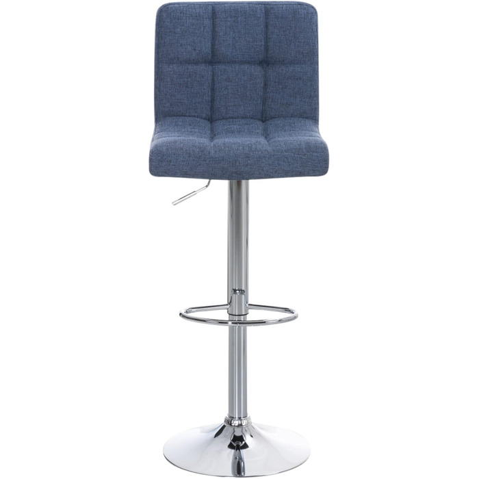 Peru 2-Piece Bar Stool Set with Fabric Upholstery - Swivel, Adjustable Height, Chrome Finish | Blue