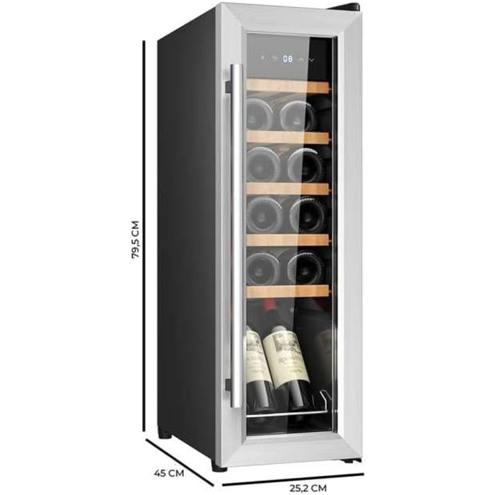 Холодильник для напоїв Cecotec Bolero GrandSommelier 2050 Black - 24 пляшки, компресорний, 5-18°C, Inox + дерево