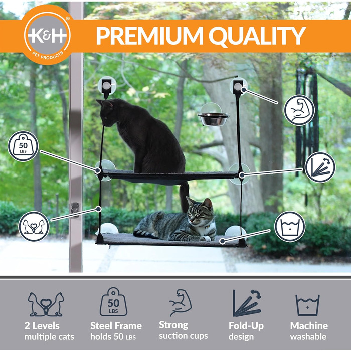Кіттензіл K&H EZ Window Mount - Двоярусне ліжко для котів на віконний підвіс