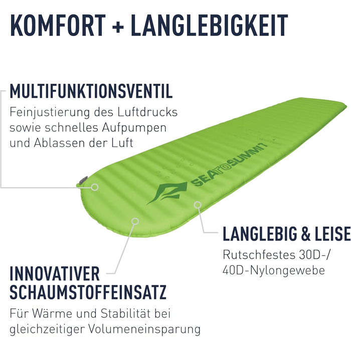 Килимок для кемпінгу Sea to Summit Comfort Light Self Inflating - Green Regular