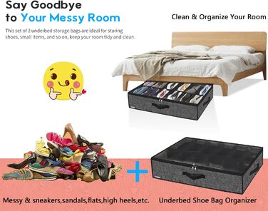 Комод-органайзер для взуття Homyfort з прозорим кришкою (2 шт.) - 14 + 4 відділення, сірий льон, XDUBS14S4 (Чорний, L)