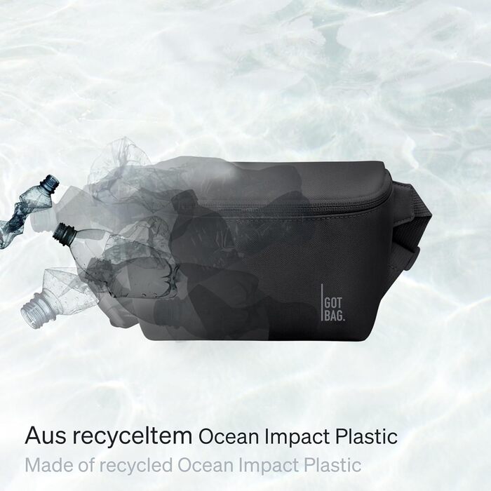 GOT BAG поясна сумка Hip Bag 2.0 з переробленого пластику Ocean Impact | Водовідштовхуюча поясна сумка | Стильна сумка через плече з регульованим ремінцем (Чорний)